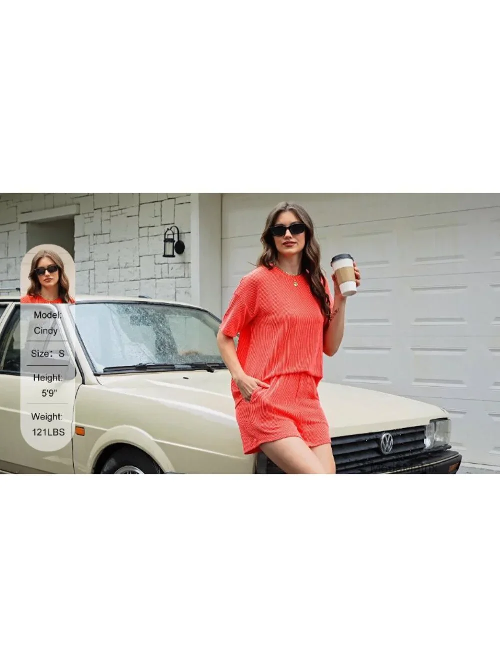 Women's 2 Piece Lounge Shorts Set Ribbed Knit Soft Loungewear